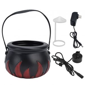 HJLIAN Machine a fumee pour sorciere d'Halloween, brumisateur avec lumiere LED changeante de couleur, accessoire de fete, AC100-240V, flamme rouge, prise americaine - Neuf