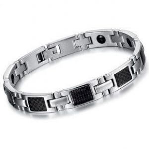 Nouveauté Bracelet Aimanté Homme Acier Inoxydable Incrustations De Fibre Carbone Noire Pour Cadeau De Saint Valentin/Cadeau De Fête Des Pères/Cadeau D'anniversaire - Neuf
