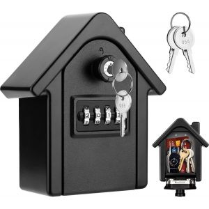 CHECARZHN--NO1-Boîte À Clés Sécurisée Murale Boîte À Clefs Avec Code À 4 Chiffres Boîte À Clé Éxterieur Étanche Boitier Porte Clef De Stockage Pour Maison Bureau L'École Garage, Avec 2 Clés D'Urgence - Neuf