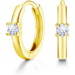 Kal-Boucles D'oreilles Créoles En Argent 925 Pour Femme - En Argent Sterling 925 - Étoile - Rondes - Petites Créoles Avec Zircone Cubique - Hypoallergéniques - Pour Cartilage - Bijoux Pour La - Neuf
