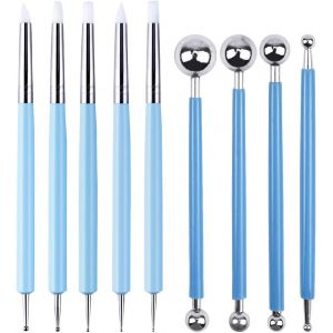 Kit d'outils de poterie, 9 pièces, outils de modelage et de sculpture, accessoires pour argile, poterie, céramique, bricolage, comprenant des stylos en silicone et des outils à bille. - Neuf