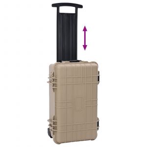 Vidaxl Bo&icirc;te De Protection Rigide Sur Roues Avec Poign&eacute;e T&eacute;lescopique Sand - Neuf