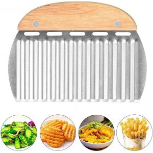 Kalanka-Couteau De Tranches De Pomme De Terre, Couteau Lame Ondul&eacute;e, Trancheuse De Frites Vague, Patate Lame Ondul&eacute;e Coupe En Acier Inoxydable Frites Outils De Cuisine Pour L&eacute;gume, Fruits Et Gaufre - Neuf