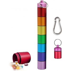 Boîte À Pilules Étanche,Aluminium Pilulier,7 Couleurs Cylindriques,Pilulier Semainier,Étanche,Imperméable À La Lumière,Adaptée Aux Voyages En Plein Air,Au Camping Et À La Randonnée. - Neuf