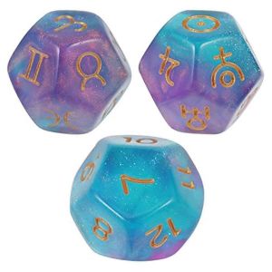 3pcs 12 Faces D&eacute;s Astrologiques, Divination, Astrologie, Accessoires De Carte De Tarot, D&eacute;s &Agrave; 12 Faces, Ensemble De D&eacute;s - Neuf