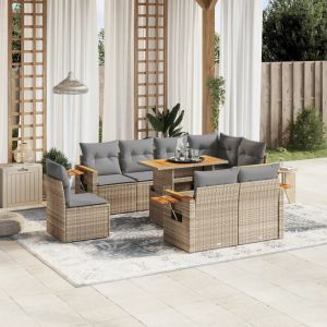 Prolenta Premium - Salon De Jardin Avec Coussins 9 Pcs Beige R&eacute;sine Tress&eacute;e - Neuf
