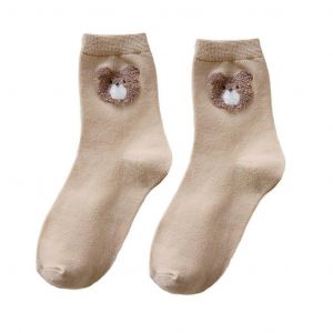 Femmes Automne Coton Équipage Chaussettes Dessin Animé Petit Ours Jacquard Mid Tube Bonneterie - Neuf