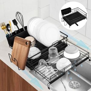 Eryi-Égouttoir Vaisselle Cuisine, Égouttoir À Vaisselle Extensible Avec Egouttoir Vaisselle Sur Évier, Séchoir Avec Égouttoir Pivotant 360°, Rangement Vaisselle Gain De Place Pour Évier & Plan De Tra - Neuf