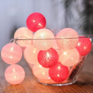 KAL-Guirlande Lumineuse Boules Coton 3,3 M Lumineuse Boules Tissées Usb, 20 Led Guirlande Lumineuse Boule, Colorée Guirlande Lumineuse Led Pour Chambre D'Enfant Chambre Noël Fête De Mariage - Neuf
