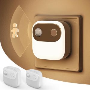 Veilleuse Prise Electrique, Veilleuse Avec Détecteur De Mouvement Et Capteur Crépusculaire, Luminosité Réglable, Blanc Chaud 3000k, 1w Pour Couloir, Chambre À Coucher, Cuisine, Lot De 2 - Neuf