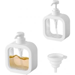 BHHBB-2 Pièces Distributeur Savon, 500 ML Transparent Distributeur Shampoing avec Entonnoir, Rechargeable Plastique Flacon Pompe Vide, pour Gel Douche Salle de Bain, Cuisine Liquide Vaisselle - Neuf