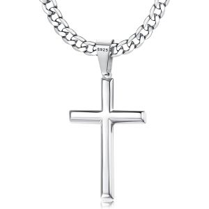 Tianyi-Collier Croix En ¿¿¿¿¿¿ ¿¿¿¿¿¿¿¿ ¿¿¿ Homme Femme 5mm Large Acier Inoxydable Collier Homme Avec Pendentif Croix Chaîne Pour Hommes Femme Avec Boîte À Bijoux - Neuf