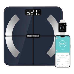 Healthkeep Balance P&egrave;se Personne, Balance Connect&eacute;e Bluetooth Imp&eacute;dancem&egrave;tre Pese Personnes Haute Pr&eacute;cision Avec 13 Analyses De La Composition Corporelle App Incluse, Capacit&eacute; 180kg/400lb, 28x28cm - Neuf