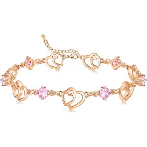 Eryi-Cadeau Femme La Saint-Valentin Bracelet Femme Argent Sterling 925 Bracelet Coeur Or Réglable Bracelet Breloques Bijoux Femme Cadeau Femme La Fête Des Mères Cadeau De Fin D'études - Neuf