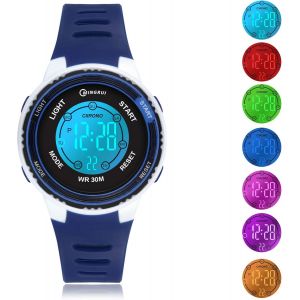 Kalanka-Montre Enfant Avec Bracelet Imprimé Et 7 Lumières Colorées,Montre Digitale Étanche Pour Enfants Avec Oreilles De Chat Pour Garçons Et Filles De 4 À 12 Ans - Neuf