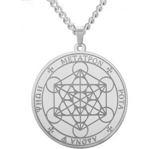 Trahoo-Collier Avec Pendentif Cube De Metatron Pour Homme - Style Vintage - Géométrie Sacrée - Archange - Protection Du Métatron - Robuste - Médaillon - Neuf