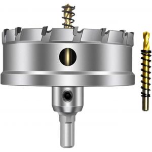 YEMAESRE-110Mm Scie À Cloche En Carbure De Tungstène,Tct Foret De Scie Trépan Avec 2 Forets Pilote Plaqués Titane Pour Acier Inoxydable,Feuille,Métal - Neuf