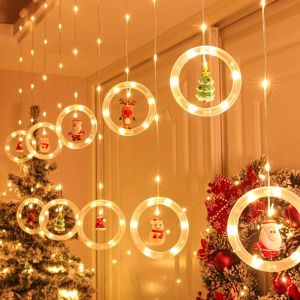Noël Rideau de Lumières, 3M 100LEDs Chaîne de Lumières, De 8 Modes d'Éclairage avec Minuterie, IP65 Imperméable 3D Guirlande de Noël, Lumière de Décoration de Fenêtre, Balcon, Patio, Chambre à coucher, la Maison - Neuf
