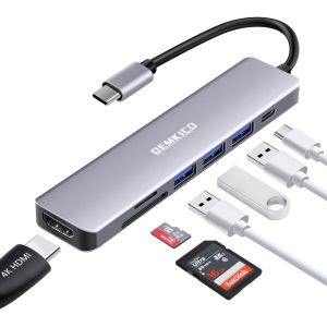 7 En 1 Hub Adaptateur Multiport Type C Avec Hdmi 4K, Lecteur De Cartes Sd/Tf, 3 Ports Usb, Port Pd 87W, Compatible Avec Macbook Pro/Macbook Air/Dell Xps Et Plus Encore[Z1250] - Neuf