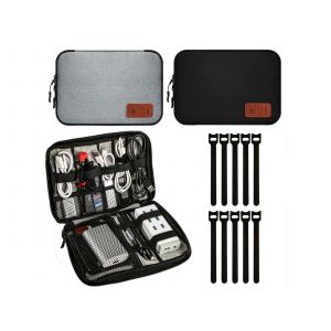 Lot de 2 pochettes de rangement pour c&acirc;bles (25 x 18 cm) pour accessoires &eacute;lectroniques - Neuf