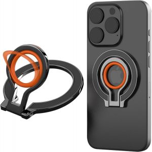 Anneau Téléphone Double Support Magnétique Compatible Avec Magsafe, Portable Réglable À 360° Téléphone Phone Ring Holder Avec Poignée En Silicone Pour Iphone, Samsung.8D Black Oran[CAR784104] - Neuf