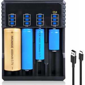 KGABERY-Chargeur 18650 4 Compartiments 18650 Universel Avec Affichage Led,Chargeur De Batterie Universel,Chargeur De Batterie Rapide Usb Pour Batteries 18650 18350 21700 16340 26650 Aa Aaa C 3,7 V Li - Neuf