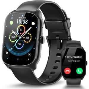 Montre Connectée Femme Homme Avec Appel Bluetooth, 1.95""Hd Ecran Incurvé Smartwatch Podometre/Sommeil/Cardiofrequencemetr, Montre Sport Avec 110+ Modes Sportifs, Montre Intelligente Étanche Ip68 Noir - Neuf
