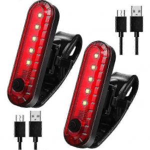 Lot De 2 Feux Arri&egrave;re De V&eacute;lo &Agrave; Led Rechargeables Par Usb,4 Modes D'&eacute;clairage Arri&egrave;re &Eacute;tanches,Rouge - Neuf