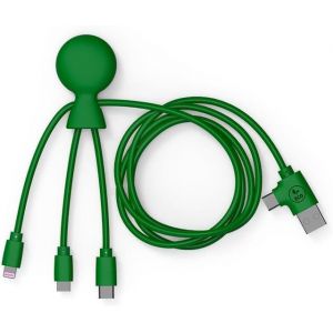 Kal-- Mr Bio 1m Câble Multi Usb 4 En 1 En Forme De Pieuvre - Chargeur Universel En Plastique Recyclé - Prise Usb Universel Usb-C, Lightning,Micro Usb, Usb Pour Smartphone Universelle - Vert - Neuf