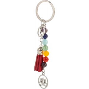 KAL-Porte-Clés 7 Chakras Méditation - Porte-Clés Aux Couleurs Des 7 Chakras, Posture De Yoga Et Fleur De Lotus - Accessoire Pour Amateurs De Méditation, Yoga, Chakras... - Porte-Clés Unisexe Homme Et - Neuf