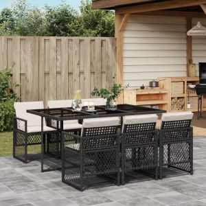 Prolenta Premium - Ensemble &Agrave; Manger De Jardin Coussins 7 Pcs Noir R&eacute;sine Tress&eacute;e - Neuf
