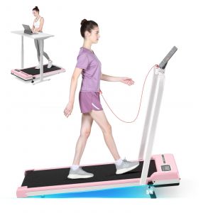 Tapis De Course - Tapis De Marche Inclinable Avec 5% Incline - Moteur 2.5hp - Walking Pad L&eacute;ger Avec Affichage Led, T&eacute;l&eacute;commande Mute - Id&eacute;al Pour Running Et Marche - Rose - Neuf