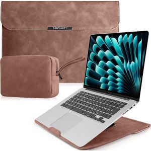 13,3-14 Pouces Housse Pour Laptop Avec Stand Pour Macbook Pro 14"" M4/M3/M2/M1 Pro/Max 2025-2021, Macbook Air/Pro 13"", Pu Cuir Ordinateur Portable Pour Hp Dell Lenovo Surface Laptop - Rose - Neuf