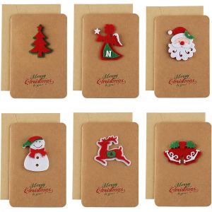 CHECARZHN--NO1-6 Pièces Cartes De Noël, Carte Joyeux Noel Avec Enveloppes, Papier Kraft Carte Cadeau De Noël Pour Noel Cadeau Filles Garçons - Neuf