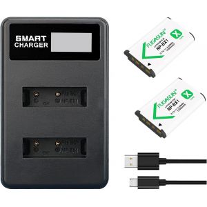 2 pièces 1350mAh NP-BX1 NPBX1 BX1 Batterie avec LCD Double Chargeur de Batterie pour Cyber-Shot DSC-RX100,DSC-RX100 II,DSC-RX100M II,DSC-RX100 III,DSC-RX100 IV,DSC-RX100 V/VII,ZV-1 - Neuf