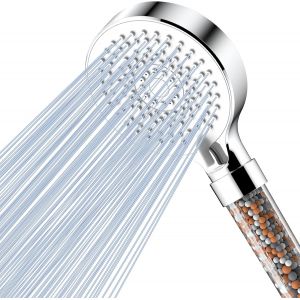 Blanc Tête De Douche À Économie D'eau Filtre À Haute Pression Anti-Calcaire De La Tête De Douche, Salle De Bains Douche À Effet Pluie Tête Avec 5 Types De Jets - Neuf