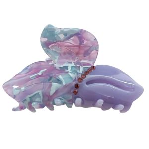 Promotion ! Pince Crabe Créateur 'arégonde' Violet (Strass) - 75x40 Mm - Neuf