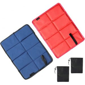 Coussin De Si&egrave;ge Pliable En Une Pi&egrave;ce, Bleu Et Rouge, Imperm&eacute;able Et Pliable En Mousse, Coussin De Camping Pliable, Coussin D'ext&eacute;rieur Pliable - Neuf