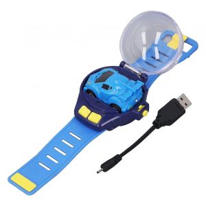 Mini télécommande voiture montre jouets charge USB dessin animé mignon poignet voiture de course montre pour garçons filles bleu - Neuf