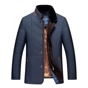 Veste Matelassurera En Coton Avec Col En Fourrure Monochrome Pour Hommes D'âge Moyen,Parkas Courts D'affaires,Manteau De Marque,Garder Au Chaud,Hiver,Mode - Neuf