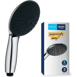 KGABERY-Vitalio Start 110,Pommeau De Douche Rond 11Cm 3 Jets (Pluie/Stimulant/Massage),Economie D'Eau,Sélection Facile,Procédé Anti-Calcaire,Chromé,26031001 - Neuf