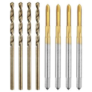 YEMAESRE-Ensemble De Tarauds Et Forets,4 Tarauds Métriques M2,5 X 0,45 À Pointe Hélicoïdale Et 4 Forets Hélicoïdaux De 2,1 Mm,Outil De Taraudage Hss-6542/M35 Hss-Co - Neuf