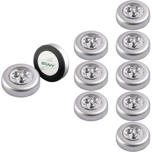 Lot De 5 Lampe Spot Led Autocollant Éclairage Supplémentaire Alimenté Par 3 Piles/Batteries Pour Penderie/Placard/Étagère/Entrée/Cuisine/Passage - Argent - Neuf