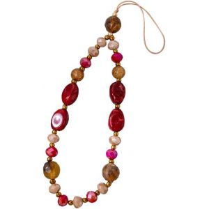 KAL-Cha&icirc;ne De T&eacute;l&eacute;phone Portable En Perles Diy, Cordon De T&eacute;l&eacute;phone Portable En Pierres Naturelles, Bracelets De Bijoux, Dragonne De T&eacute;l&eacute;phone Portable Perles Pour Femmes Filles (Rouge) - Neuf