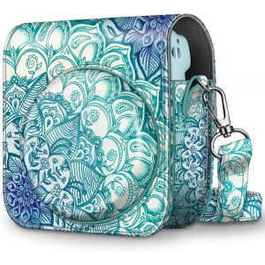 Housse pour Fujifilm Instax Mini 11 Appareil Photo Instantan&eacute;-Sac de Cam&eacute;ra en Cuir Voyage Cam&eacute;ra Cover Case Sac avec bandouli&egrave;re Amovible,Emerald Illusions - Neuf