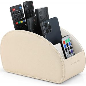 Teppd-Range T&eacute;l&eacute;commandes Avec 3 Compartiments, Pu Cuir Organisateur Contr&ocirc;leurs Pour T&eacute;l&eacute;commandes, Fournitures Du Bureau, Pinceaux De Maquillage (Blanc) - Neuf