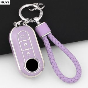 Étui à rabat en TPU pour clé de voiture,housse pour Fiat Ducato 500 500L Panda Grande Punto Lancia Musa Fiat,accessoires de coque automobile - Type Purple Set 1 - Neuf