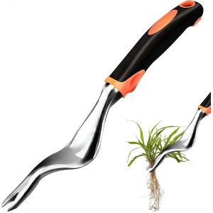 pièce Orange - désherbeur à main, arrache-racines, désherbeur, outil de désherbage, désherbeur, désherbeur, désherbeur, outil avec manche en caoutchouc, longueur : 29 cm - Neuf