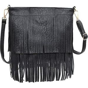 Femmes Mode &Eacute;paule Bandouli&egrave;re Fourre-tout Sac &agrave; main Sac &agrave; main Frange Messenger Sac &agrave; main Sac &agrave; mainNoir - Neuf