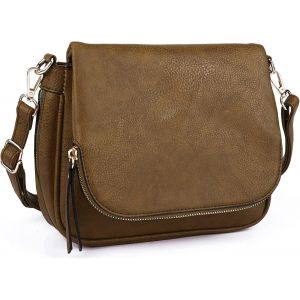 RFCBC-Sacs à bandoulière pour femmes, petits sacs à bandoulière avec poches multiples, cuir PU, brun foncé, petit... - Neuf
